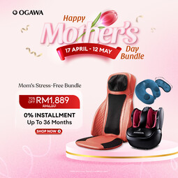 OGAWA Mom's Stress-Free Bundle EliteX 3D Foot Reflexology/Foot Massager + Estilo Prime Plus Mobile Seat Massager + Tinkle-X Music Vibration Massage Pillow and Sleep Eye Mask*
